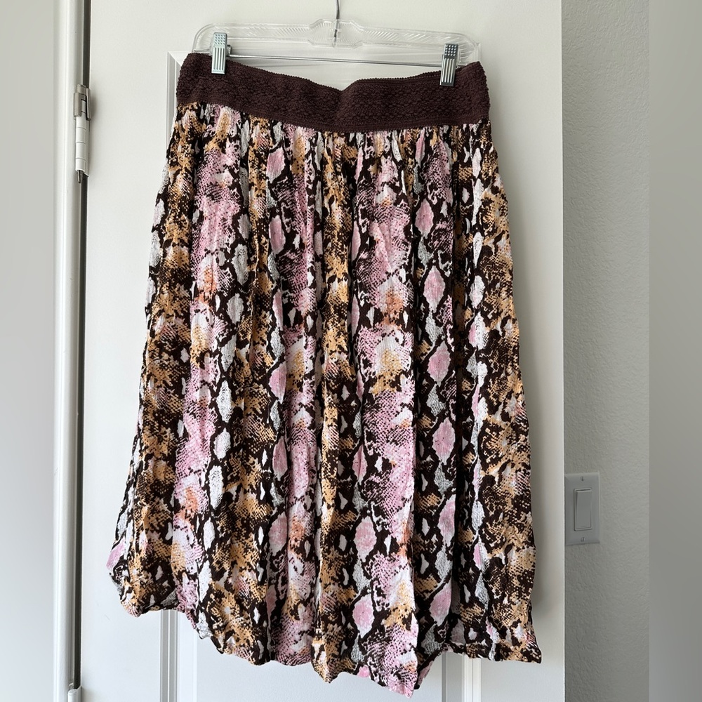 💚Stylish Snake Print Skirt - Pink and Brown